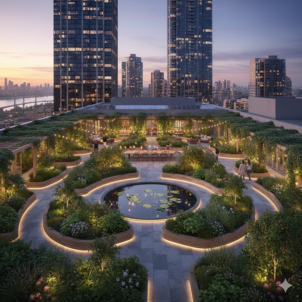 Urban rooftop garden design